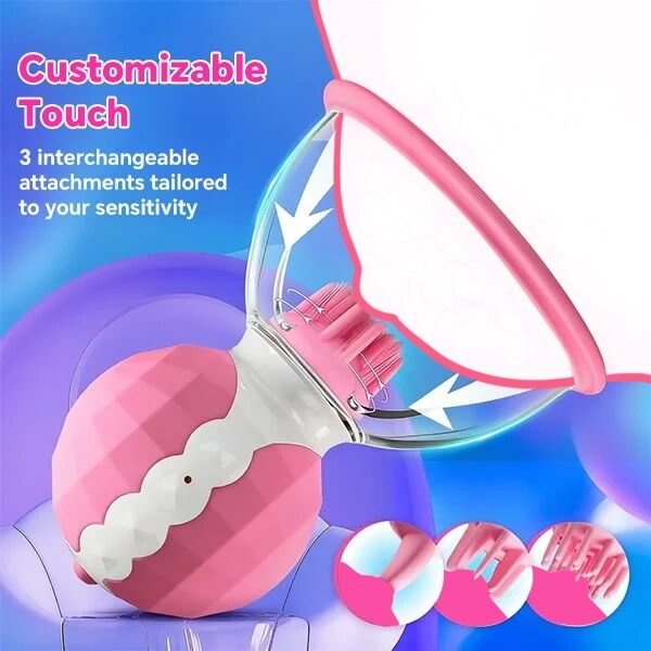 Nipora - Rotating Chest Suction Toys with 3 Chest Brushes for Foreplay