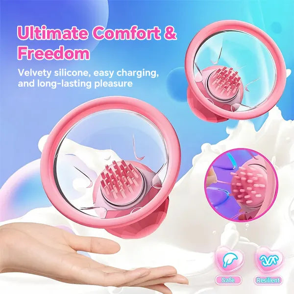 Nipora - Rotating Chest Suction Toys with 3 Chest Brushes for Foreplay