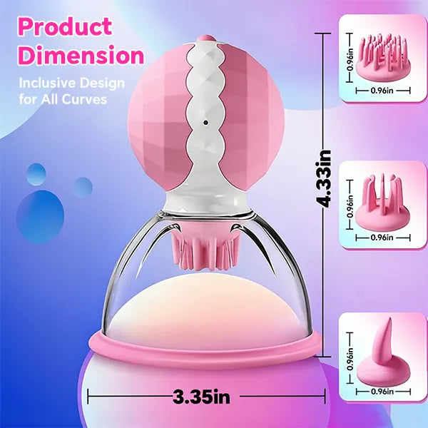Nipora - Rotating Chest Suction Toys with 3 Chest Brushes for Foreplay
