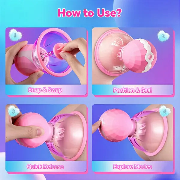 Nipora - Rotating Chest Suction Toys with 3 Chest Brushes for Foreplay