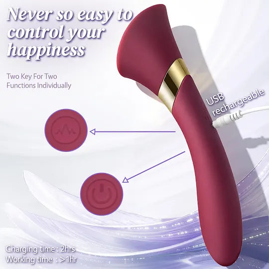 TongueRush Tongue & G-Zone Massager Dual Motor Wand Solo & Couples