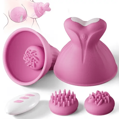 Womangift- 7 Vibrating & Rotation Nipple Toys with Replaceable Message Head For Woman