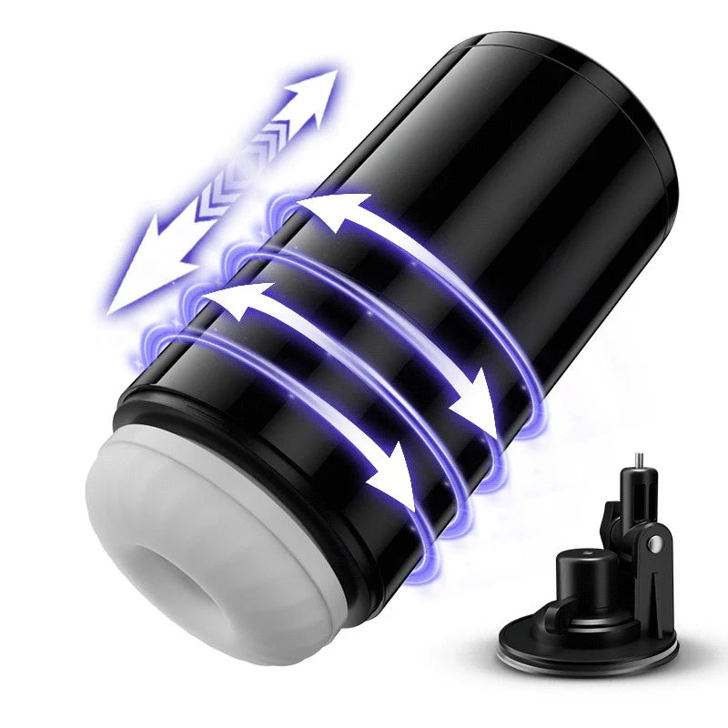 STROKER- Male Masturbator 4 in 1 Masturbator Cup  7 Thrutings & 7 Rotatings  Suction Cup Mount  Magnetic Inner Liner