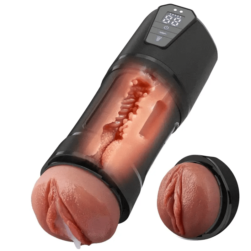 STROKER-Masturbation Cup 10 Vibrations, 5 Suctions, Ultra-Realistic Vagina, Simulated Masturbator