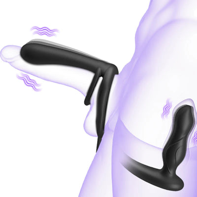 ANAL TOY-7 Vibration Double Penetration  Double Vibration  Couple Vibrator with Locking Sperm Ring