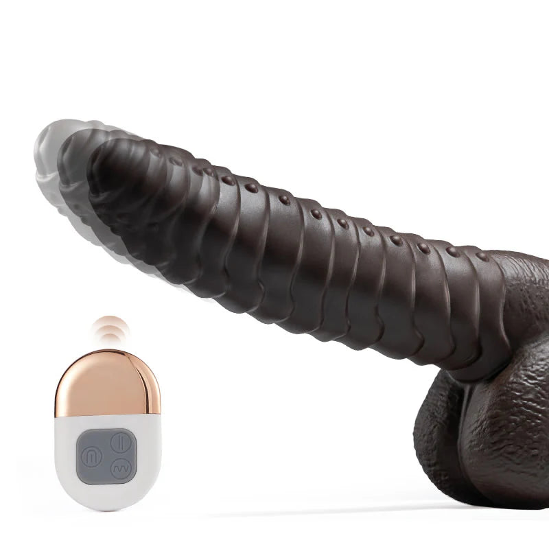 Black Dildo-9.7*1.5 in Thrusting Control Heating Dildo