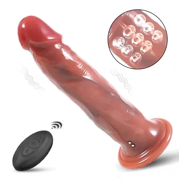 Realistic Dildo- 5 Beads Rotating Swing 8 Vibrating Dildo 9.17 Inch Vibrating Dildo