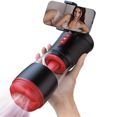 STROKER-Masturbation Cup Partner Play Holder 4 Suction 7 Tongue-Licking Voice Function Male Stroker Masturbator
