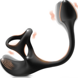 ANAL TOY-4 in 1 Ejaculation Delay Vibrating Anal Plug Prostate Massager with Penis Rings Sex Toy