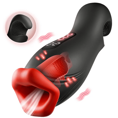 STROKER-Masturbation Cup 9 Vibrations 4 Suctions Clamping Suction Oral Simulation Male Masturbator