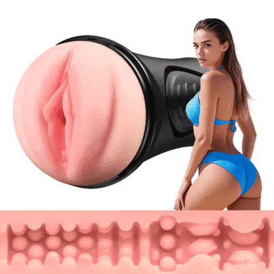 STROKER-Male Masturbator 10 Vibrations Realistic Labia Vaginal Pressure IPX7 Waterproof Electric Masturbator Stroker Masturbation Cup