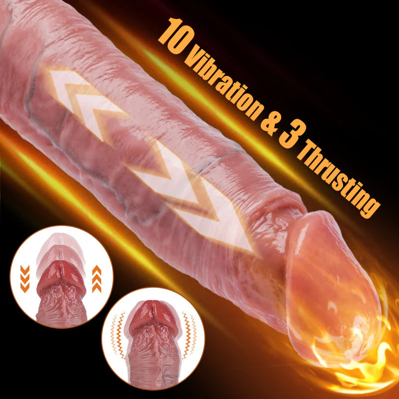 Vibrating Dildo- Heating Thrusting 8.6 IN Dildo Vibrator Silicone Dildo Suction Cup