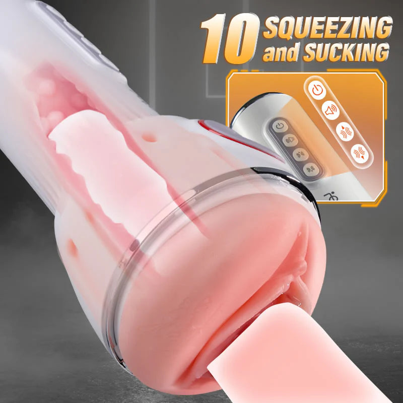 Male Masturbator- Male Masturbator Squeezing Sucking Vibrating Masturbation Cup-Queen of AV Version4