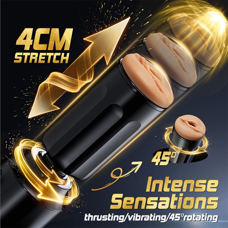 Telescopic Rotating Masturbation cup-Male Masturbator Hands Free Use Cupsland Fully Auto STROKERmatic Masturbation Cup (with stand) Thrusting Dildo