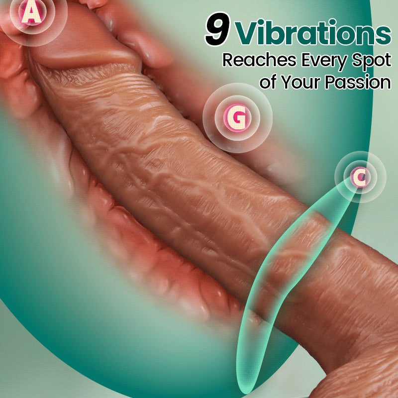 Realistic Dildo- 9 Vibration Strap-on Dildo for Gay Lesbian Couple Play Vibrating Dildo