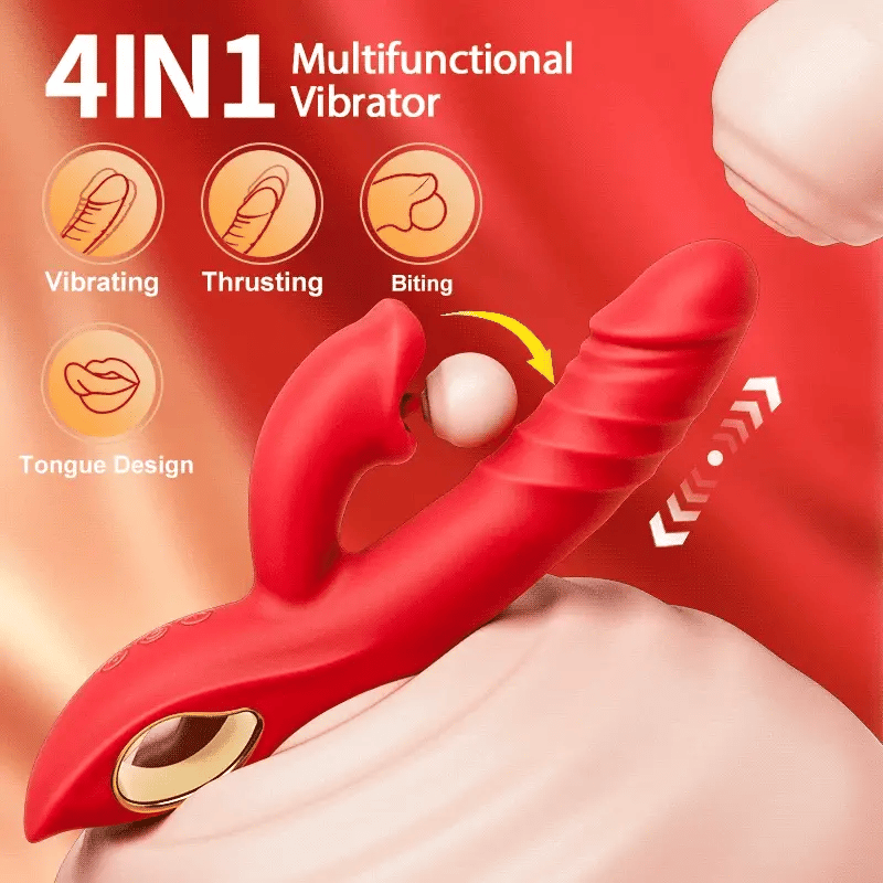 G-spot Vibrator- Licking Vibrator 4 In 1 Thrusting & Licking Biting G-spot Vibrator Tongue Clitoral Stimulator