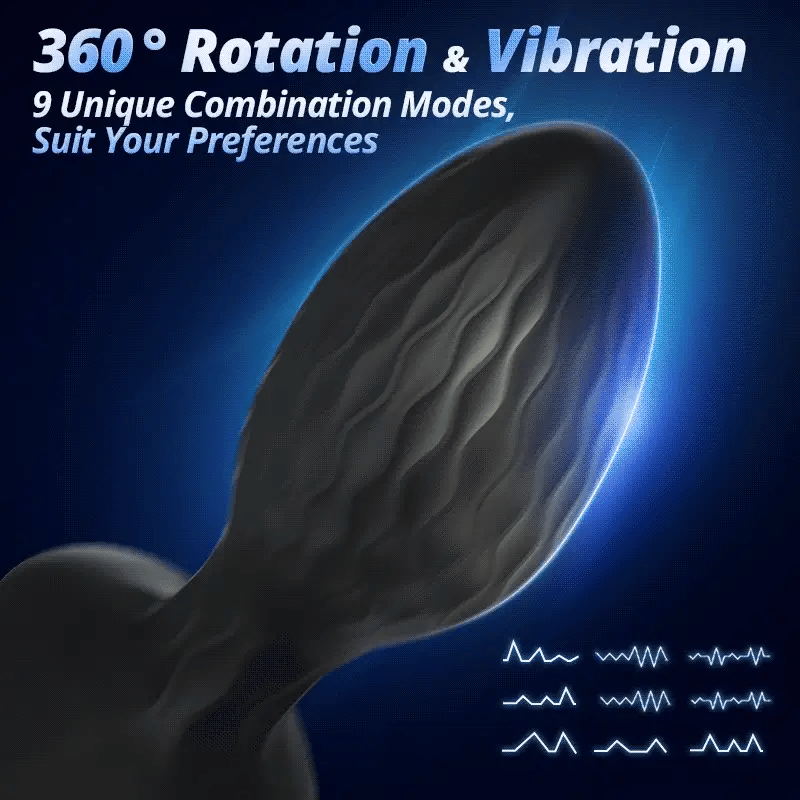 ANAL TOY-Prostate Massager 360° Rotation & Vibration Remote Control Anal Plug For Man or Couple LED Light