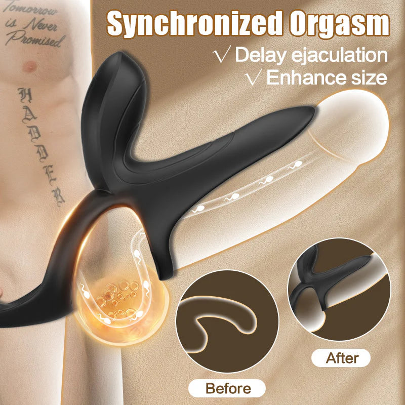 Penis Ring-IPX7 9 vibration with 3 Vibrating 3 in 1 Penis Ring