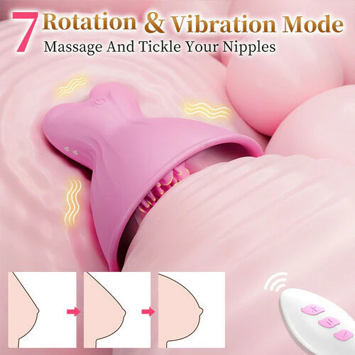 Womangift- 7 Vibrating & Rotation Nipple Toys with Replaceable Message Head For Woman