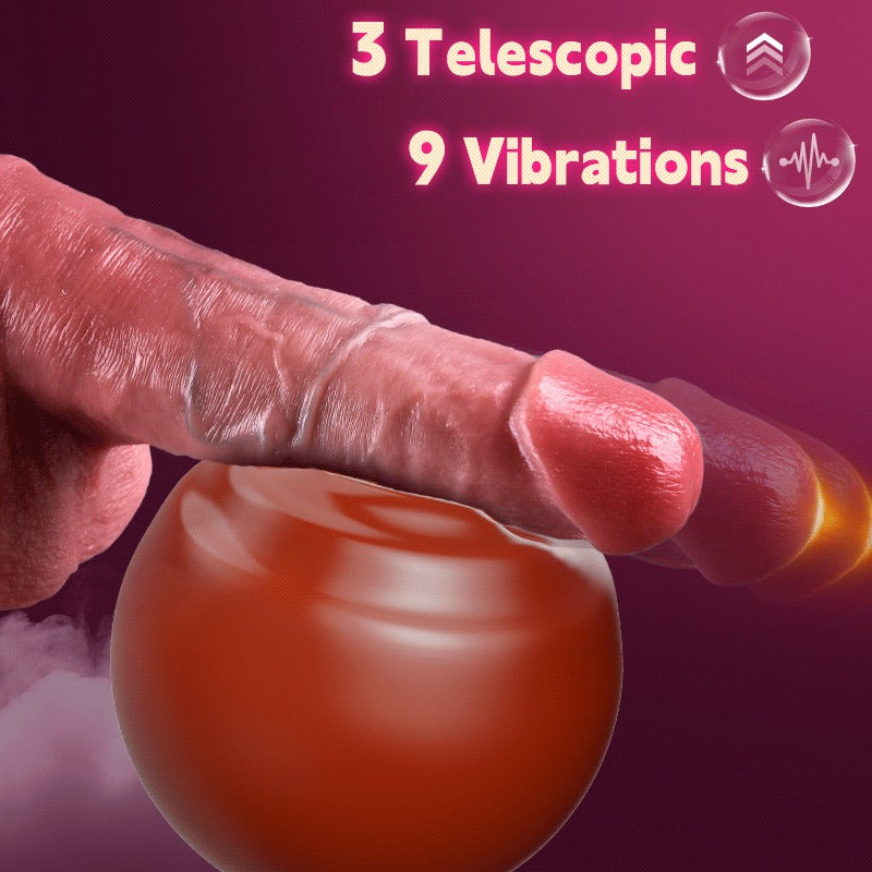Realistic Dildo- 3 Thrusting 9 Vibrations P & G-Spot Dildo 8.66 in Thrusting Dildo