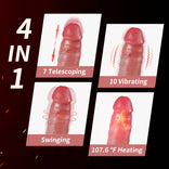 Thrusting Dildo- Realistic Dildo Designed for Beginners Silicone Heating Thrusting Automatic In & Out Dildo