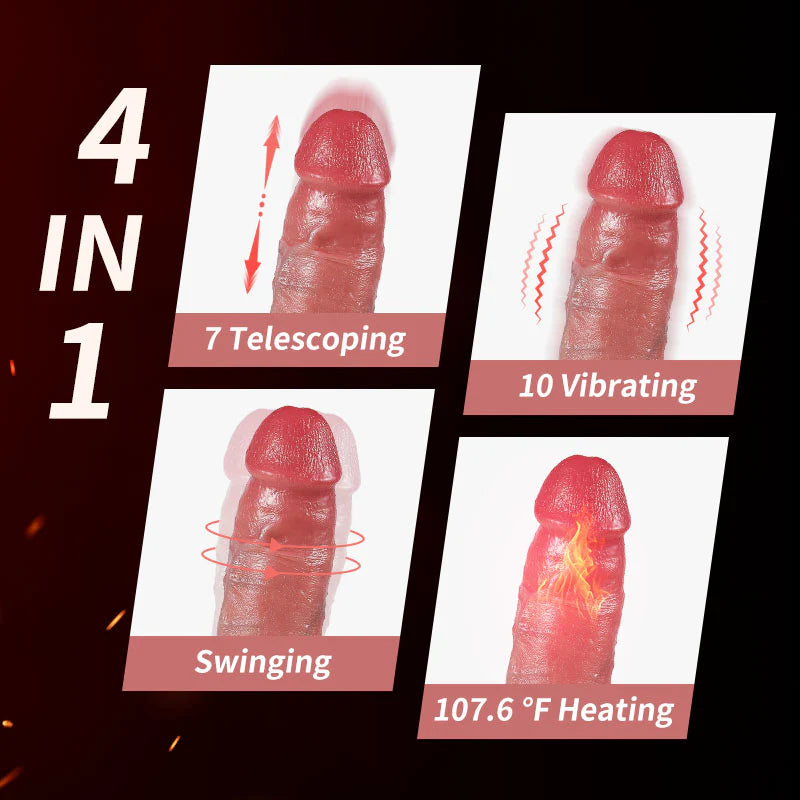 Thrusting Dildo- Realistic Dildo Designed for Beginners Silicone Heating Thrusting Automatic In & Out Dildo