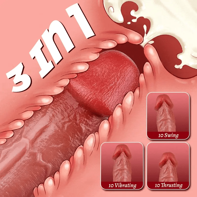 Realistic Dildo- 9.84 In Swinging & Thrusting & Heating Dildo with Large Rounded Glans Real Skin Vibrating Dildo