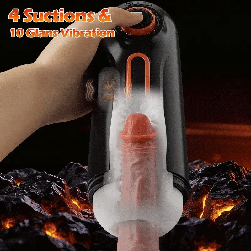 STROKER- Masturbation cup 6 IN 1 10 Vibrating & Thrusting with 4 Sucking Automatic Knob Adjusting Male Masturbator