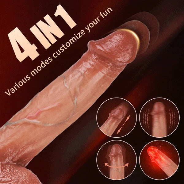 Vibrating Dildo- 8.6 Inch Bloodshot Thrusting Swinging Heating Dildo