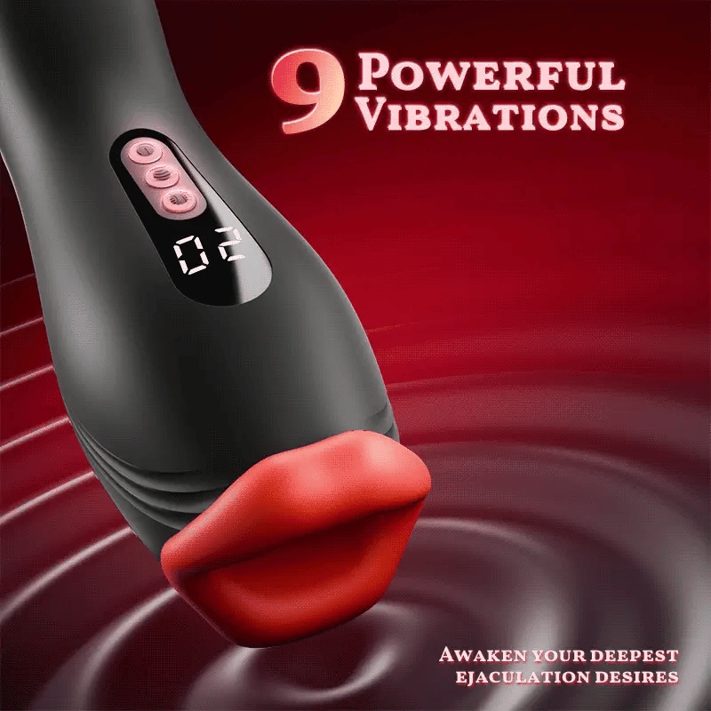 STROKER-Masturbation Cup 9 Vibrations 4 Suctions Clamping Suction Oral Simulation Male Masturbator