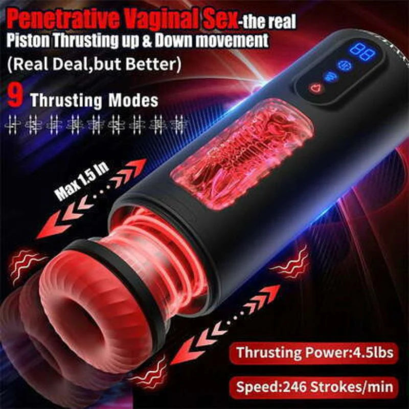 STROKER- Male Masturbator 9 Telescopic Vibration Sucking Heated Aircraft Male Stroker Masturbation cup
