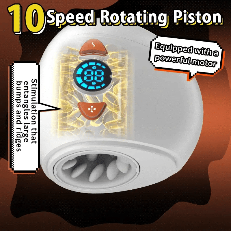STROKER- 4 IN 1 Masturbators Cup Electric Rotating Male Masturbator with Piston Thrusting, Glans Vibration & Testicle Massage
