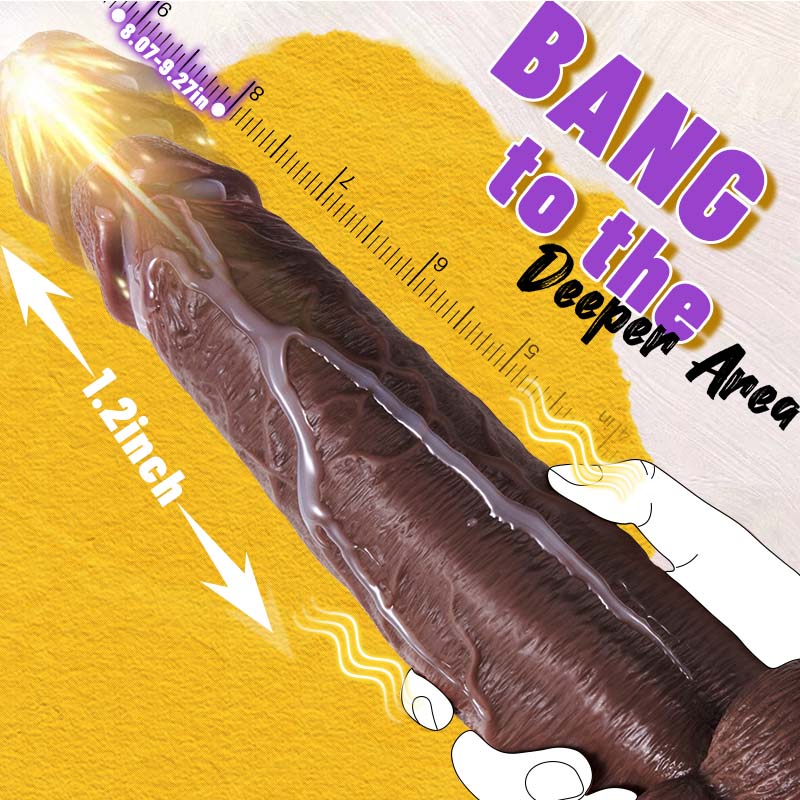 Black Dildo- Thrusting Thick Long Lifelike Heating Big Black Dildo 10.83 Inch Vibrating Dildo