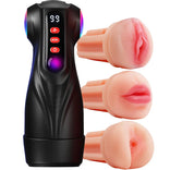 STROKER-Masturbators Cup 3 Sleeves Pocket Pussy Penis Pump with 9 Sucking & 9 Vibrating Male Masturbator
