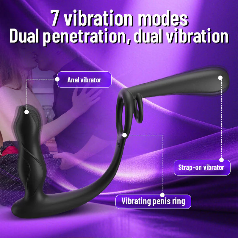 ANAL TOY-7 Vibration Double Penetration  Double Vibration  Couple Vibrator with Locking Sperm Ring