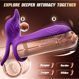 Penis Ring-4 in 1 G Spot Vibrator 10 Vibrations Mode Fox-Shaped Clitoral Stimulator