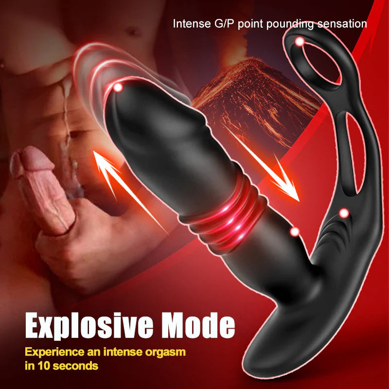 ANAL TOY-Anal Vibrator With Impact Functon 3 IN 1 Prostate Climax Thrusting Anal Training Prostate Massager