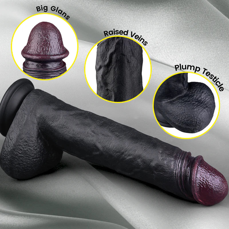 Black Dildo- 3 Thrusting 9 Vibration Heating Big Brown Dildo Tattooed Men