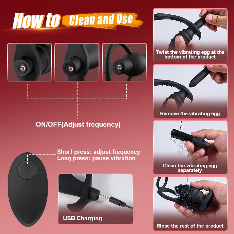 ANAL TOY- IPX7 10 Vibrating Remote Controlled Prostate Massager Set 3PCS Sex Toy
