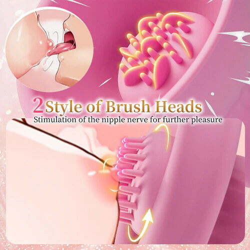 Womangift- 7 Vibrating & Rotation Nipple Toys with Replaceable Message Head For Woman