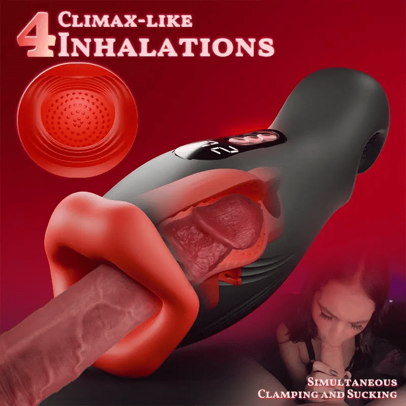 STROKER-Masturbation Cup 9 Vibrations 4 Suctions Clamping Suction Oral Simulation Male Masturbator