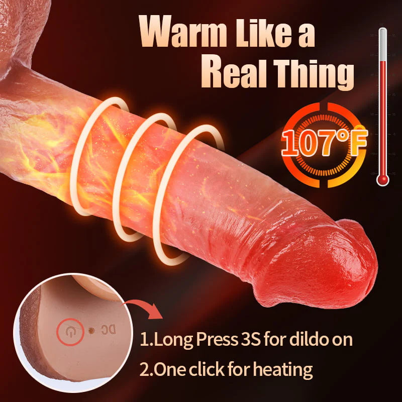 Vibrating Dildo- 8.6 Inch Bloodshot Thrusting Swinging Heating Dildo