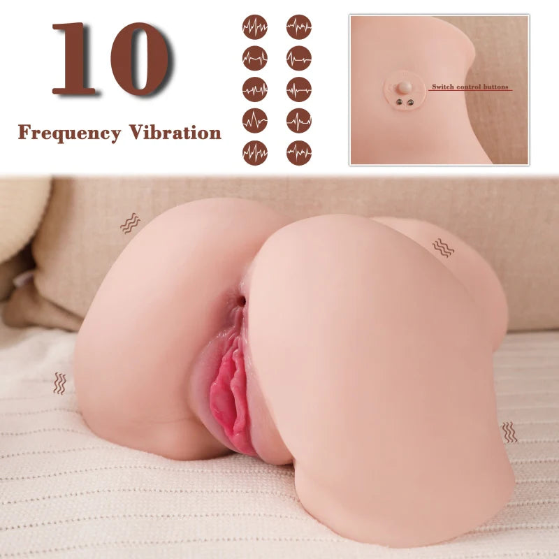 SEX DOLL-Half-Body– 2 in1 Electric Sex Doll with 7 Vibrations and 100% Waterproof Realistic Butt Male Masturbator