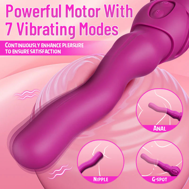 Womangift-3 Wiggling & 7 Vibrating Technology Vibrator  With Detachable Suction Cup For Woman