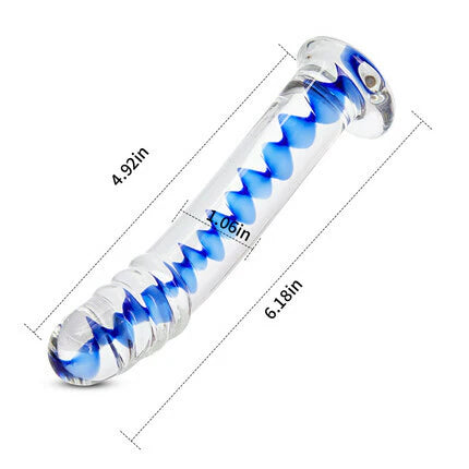 Womangift Frozen Sapphire Spiral Glass Dildo 6.18 Inch for woman sex toy