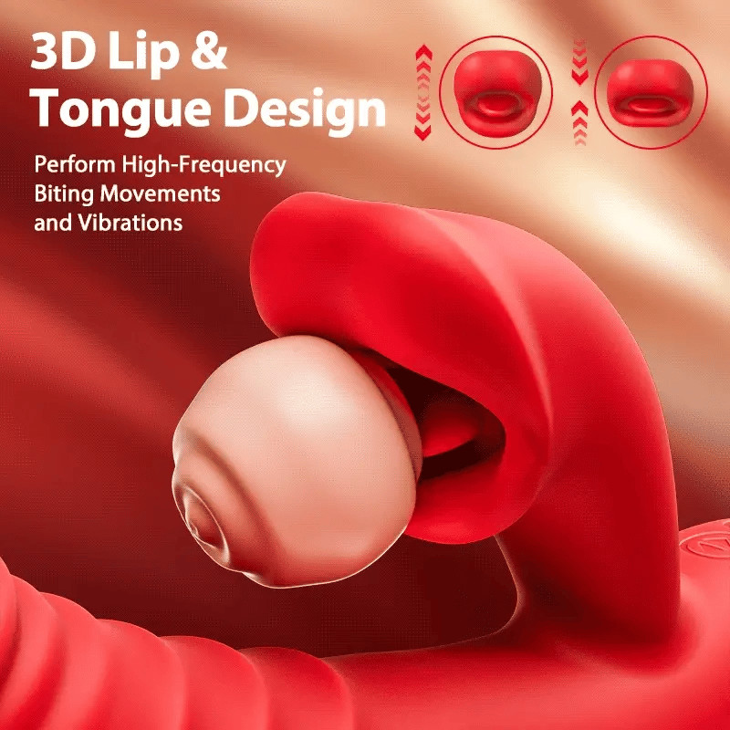 G-spot Vibrator- Licking Vibrator 4 In 1 Thrusting & Licking Biting G-spot Vibrator Tongue Clitoral Stimulator