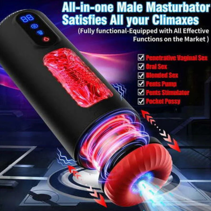 STROKER- Male Masturbator 9 Telescopic Vibration Sucking Heated Aircraft Male Stroker Masturbation cup