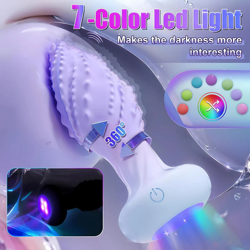 ANAL TOY-7-Color LED Light 360° Rotating Anal Vibrator, 10 Vibration Frequencies Prostate Massager