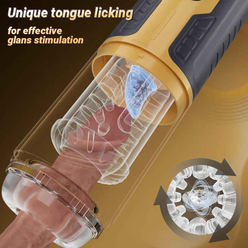 STROKER- Masturbation cup 5 IN 1 Licking Massage Thrust Rotation Vibrating Burst Stroker