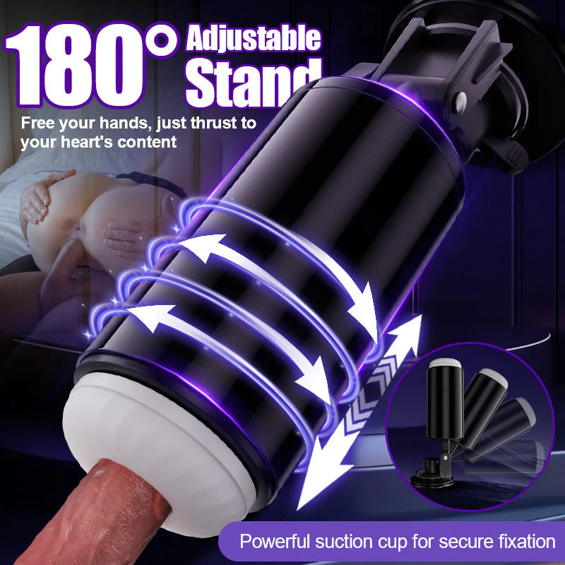 STROKER- Male Masturbator 4 in 1 Masturbator Cup  7 Thrutings & 7 Rotatings  Suction Cup Mount  Magnetic Inner Liner